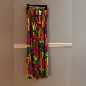 Women’s Stitch Fusion Colorful Strapless Maxi Dress